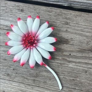 White and Red Flower Hair Clip